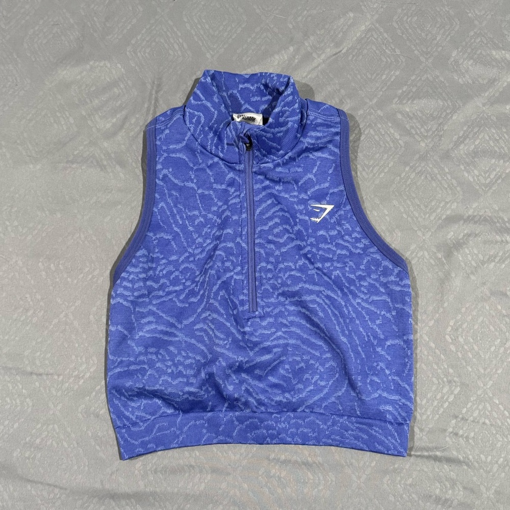 Gymshark Adapt Animal Seamless Crop 1/2 Zip - Court Blue
